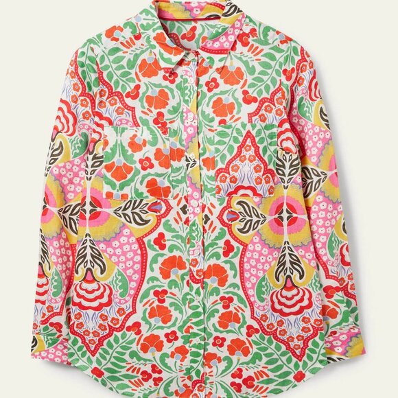 Boden linen floral shirt 4P 4 petite - Picture 16 of 16